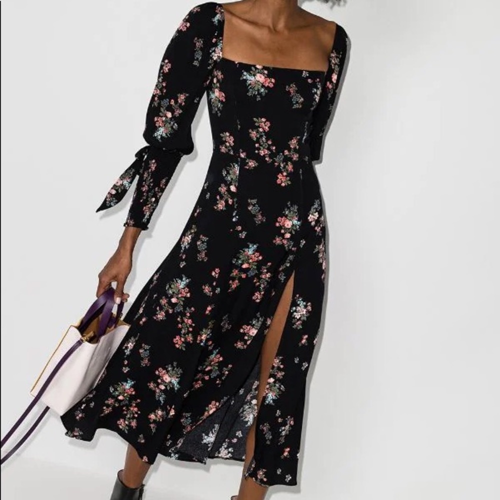 Reformation Aubrey Floral Long Sleeve Midi Dress